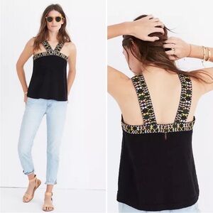 BOGO! NWT Madewell Black Embroidered Swing Sweater Tank Small